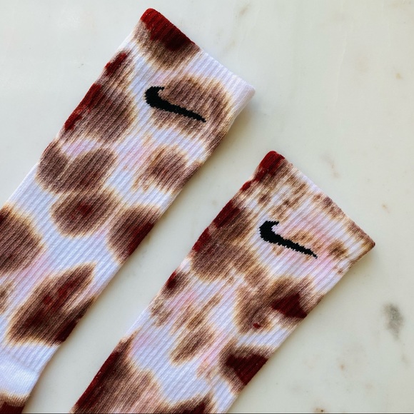 New Nike Maroon Tan Tie Dye Socks custom - Picture 6 of 8